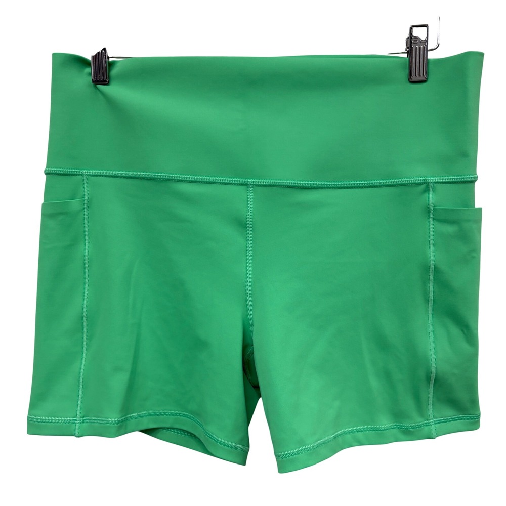 Athleta Salutation Stash 5" Short Green High Rise Pockets 531302 XL